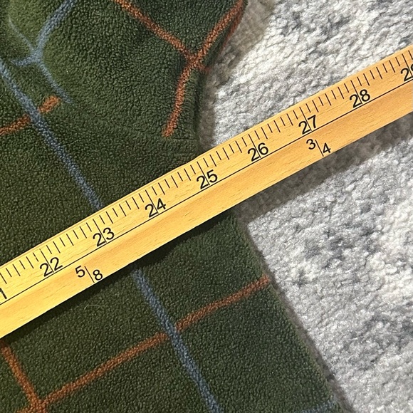 Men’s Van Heusen Green Plaid Checkered  Quarter-Zip Fleece Pullover - Picture 5 of 6